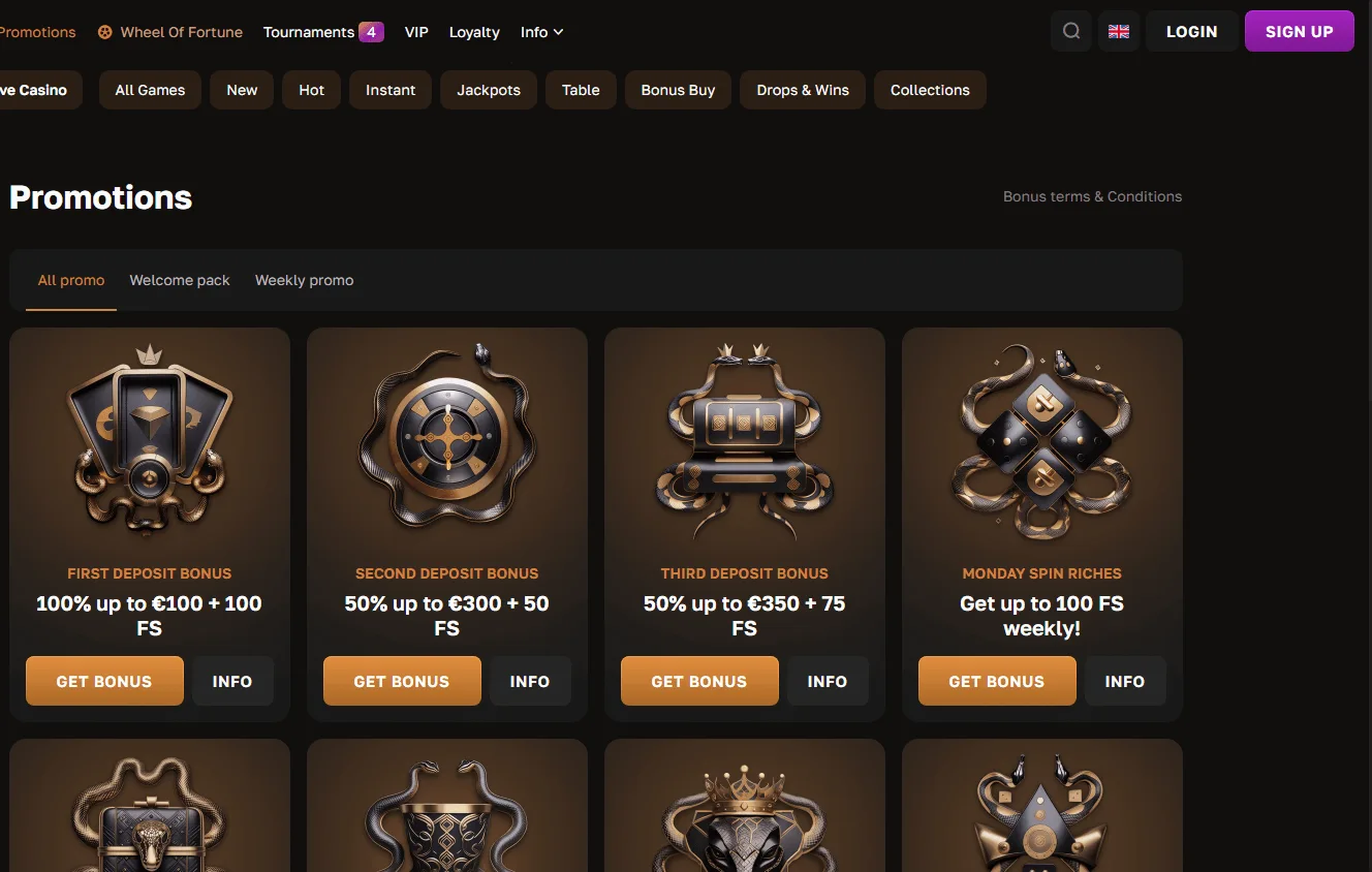 Crowngold Casino desktop promotions interface